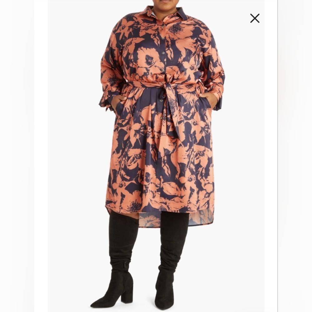 Pari Passu NWOT Floral Shirt Dress Size 18 Plus Quiet Luxury Modern Minimalist - Picture 5 of 11